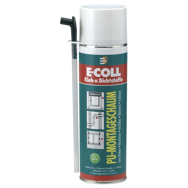 12 unidades espuma de montaje de PU E-COLL 500 ml (que contiene MDI) (espuma de pozo)