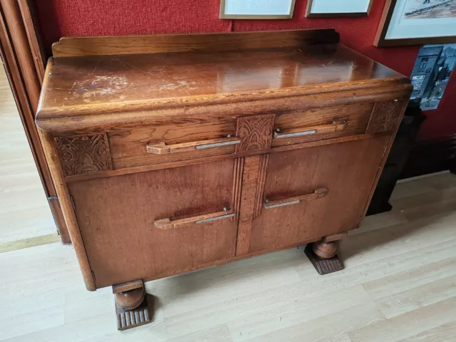 1930s - 1940s Oak Art Deco Style Sideboard Cabinet