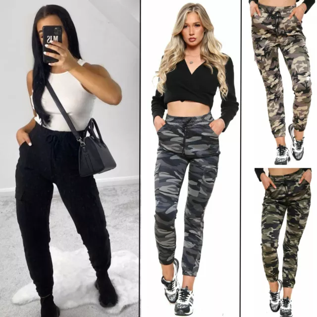 New Ladies Cargo Combat Stretch Casual Trousers Womens Slim Fit Sport Jogger