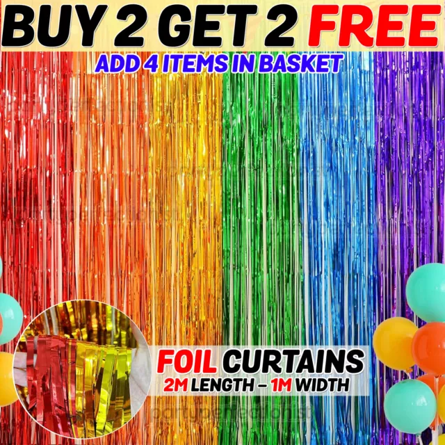 1M-2M Wholesale Foil Fringe Tinsel Backdrop Curtain Door Birthday Decoration Uk