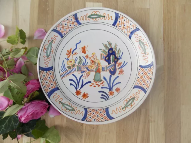 Ancienne Assiette Delft Poly Decor Japonisant Faience