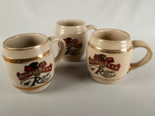 Royal Beer - Royal Brewing Company - Set of 3 Stoneware Beer Mugs