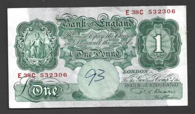 1 POUND VERY FINE  BANKNOTE FROM  BANK OF ENGLAND 1949-55  PICK-369b