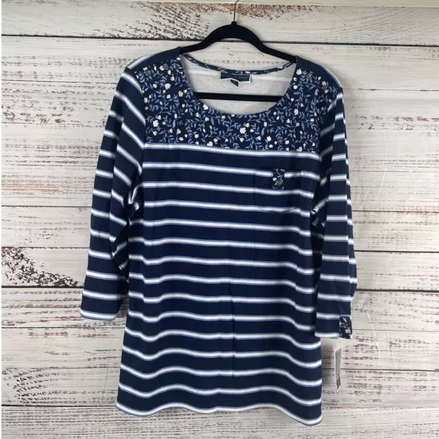 Karen Scott Women's Printed 3/4-Sleeve Top Blue Size 1X