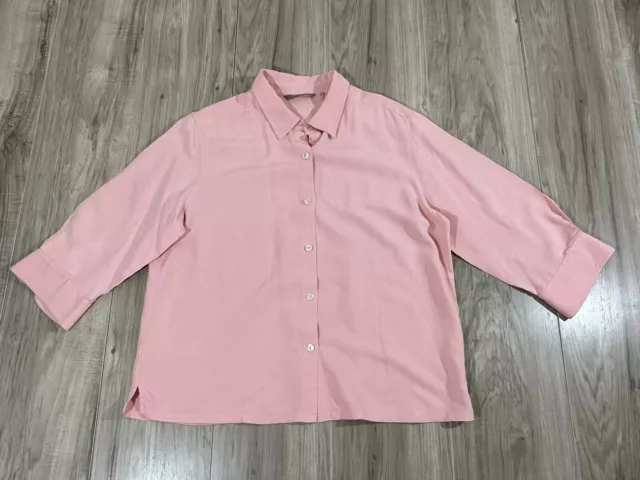 Tommy Bahama Silk Shirt Womens Size L Pink Half Sleeve  Button Up Top