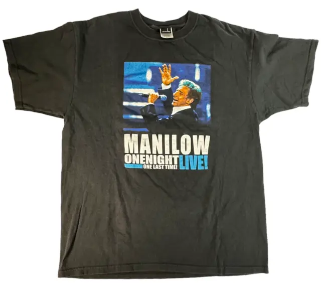 Barry Manilow One Night T-Shirt Size XL Graphic Pop Music StarzBZ Black Vintage