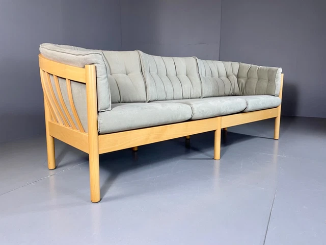 EB5376 Vintage Danish Nielaus Jeki Wood Framed 3 Seat Sofa, MCM, Retro. M3SS