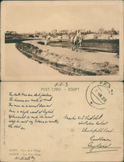 Egypt View of A Village Cairo B Livadas & Coulsicos 1920 Cancel