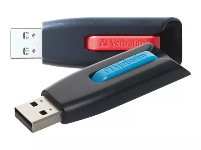 Unidad flash USB 3.0 Verbatim 64 GB Store 'n' Go V3 - 2 piezas - roja, azul (70899)