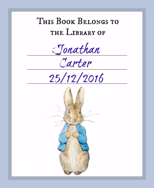 8 Personalised Beatrix Potter Peter Rabbit 'This book belongs to' Bookplates 2
