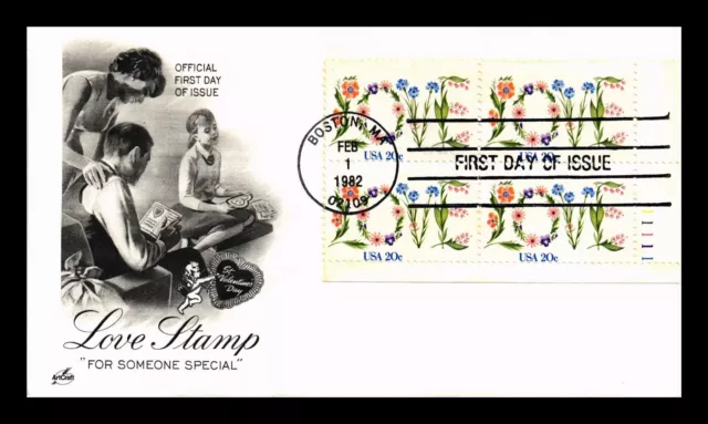 Dr Jim Stamps Us Cover Love 20C First Day Issue Plate Block Artcraft Cachet
