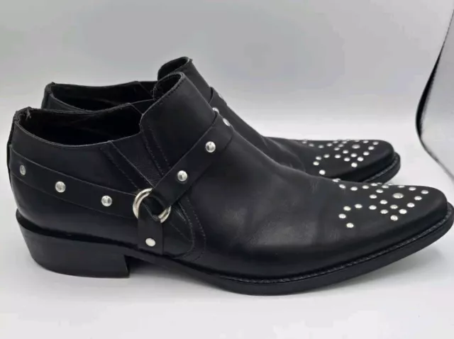 DONALD J PLINER Black Leather Harness Studded Shoe/boot Men's Sz 10 $69 ...