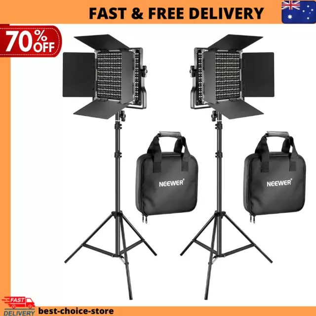 Neewer 2 Pack Bi-color 660 LED Video Light and Stand Kit for Studio Photography
