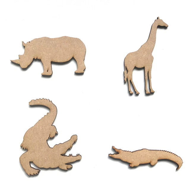 Mdf Animals WOODEN MDF SAFARI Animal Giraffe Crocodile Rhino Shapes Craft ...
