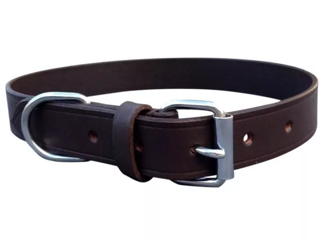 New Hand-Stitched Brown Soft Leather Dog Collar Training Large Spaniel Labrador