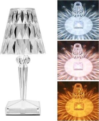 lampada da tavolo LED ricaricabile tipo cristallo poldina batteria touch diamond 3
