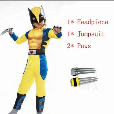 Wolverine tuta muscolare maschera bambini gioco di ruolo costume festa di compleanno ragazzo di Halloween