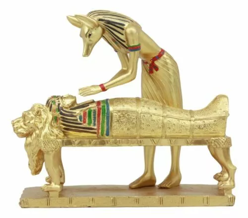 Ancient Egyptian God Of The Dead Golden Anubis Embalming Pharaoh Mummy Statue 3