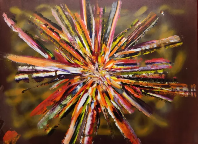 Colour Explosion/Burst, A Original Mixed Media Painting By Steve Ferris, Framed. 2