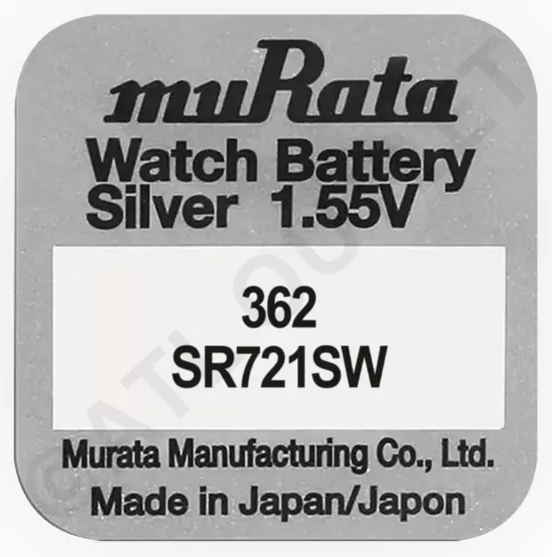 Murata 362 SR721SW 1.55v Óxido de Plata Pila de Reloj - Hecho en Japón