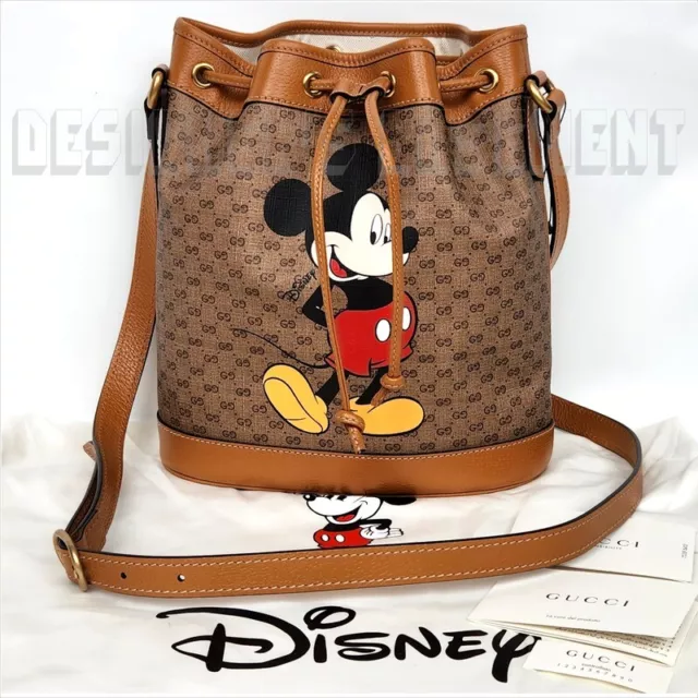 GUCCI Disney Mickey Mouse Micro GG Supreme Shoulder Cross Body Bag Brown