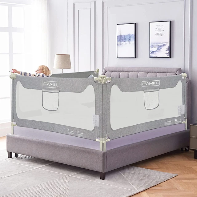 FAMILL Bed Rail for Toddlers, Upgrade Guard 78.7 inch (1 side), Grey