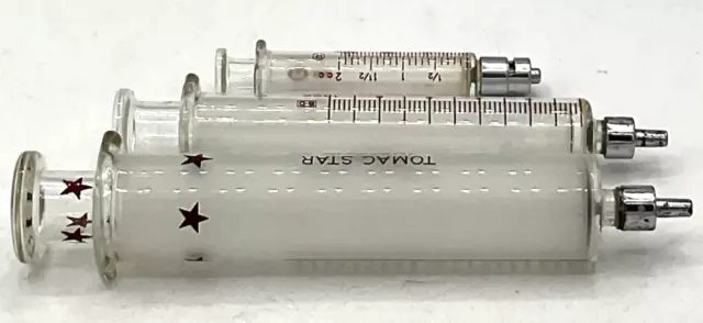 3 Glass Syringes Multifit Interfit 30 20 2 CC Doctor Phlebotomist Scientific 3