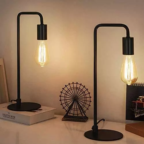 Industrial Table Lamps, Vintage Nightstand Lamps Set of 2, Bedside Lamps