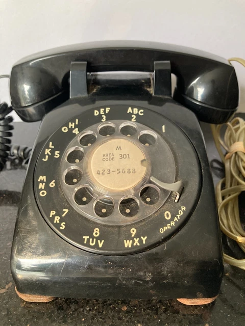 For Parts/Repair- Western Electric Black Rotary Dial Desk Telephone 500 Headset