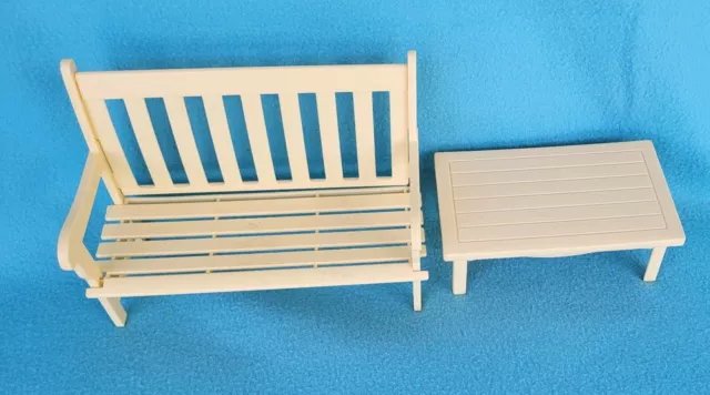 Vtg  1995 Mattel Barbie Summer Patio Bench Table Set lot of 2 pieces