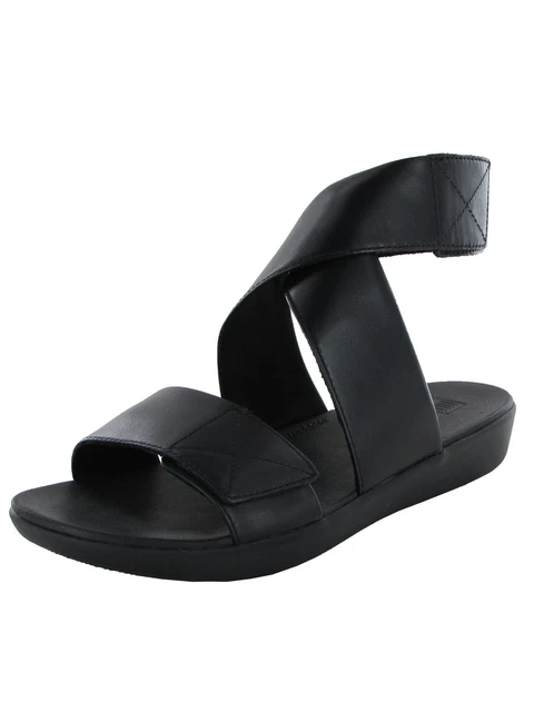 Fitflop Womens Carin Leather Back Strap Sandal Shoes, All Black, US 6