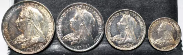 1894 Queen Victoria Great Britain Old Head Silver Maundy Set  Id#Dd169