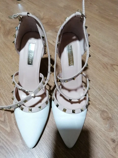 PRIMARK WHITE STUDDED Shoes Size 4uk valentino style 5.50
