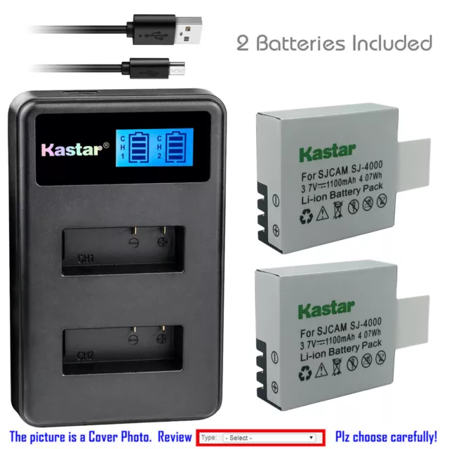 Kastar Battery LCD Dual Charger for SJCAM SJ4000B SJCAM M10 SJCAM SJ4000 Camera