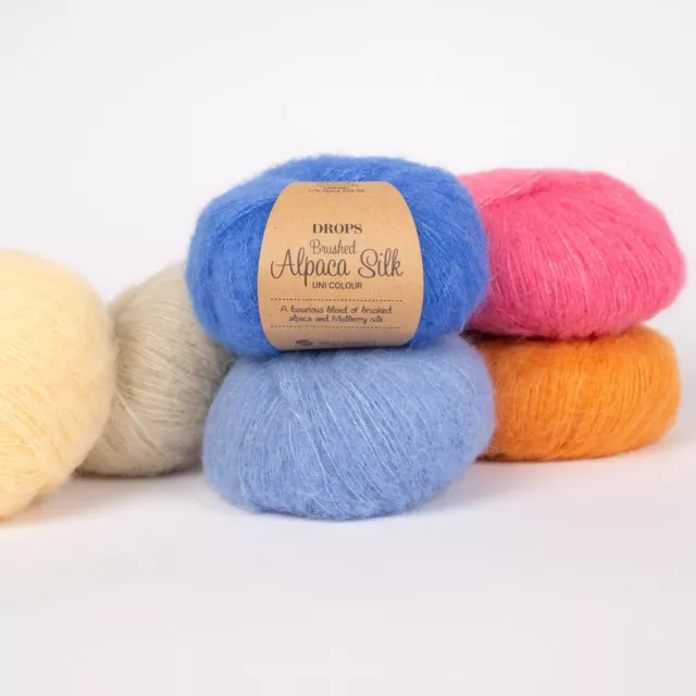 Fluffy Alpaca Silk Yarn Aran Crochet Baby Knitting Wool DROPS Brushed AlpacaSilk