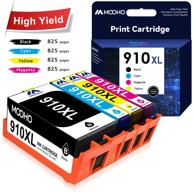 4 Cartucce Inchiostro 910XL Compatibili HP OfficeJet Pro 8010 8020 8022 8025 8028 8035 - Con Chip, 3 Anni Garanzia