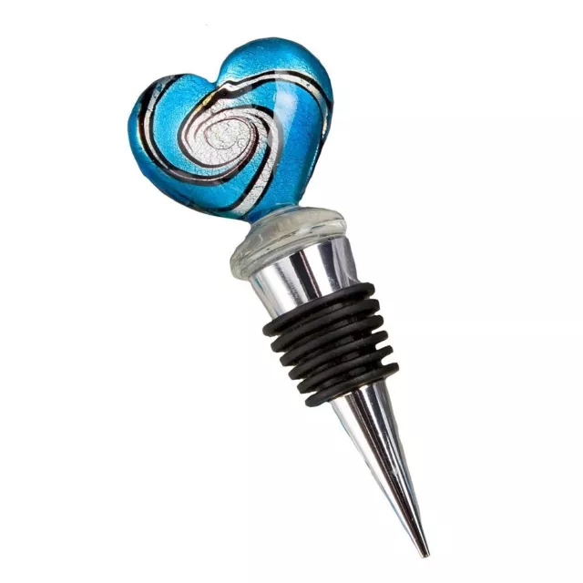 10 Stunning Murano Heart Wine Bottle Stopper Wedding Bridal Shower Party Favors 2