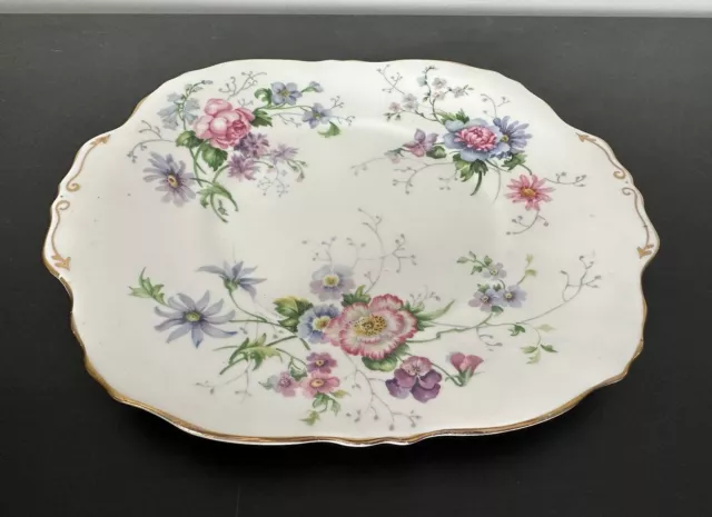 Vintage Crown Staffordshire Plate Cake England's Glory Floral Pattern Gilt Trim