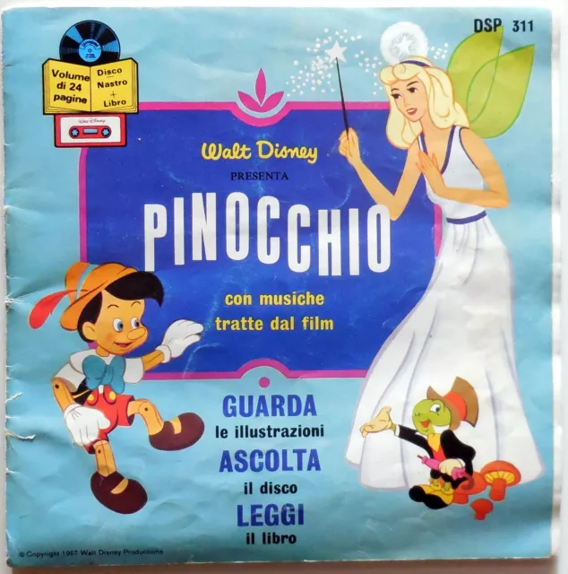 Disco Vinile 45 Giri Rpm Disney Pinocchio + Volume Fiabe  Italy 1968