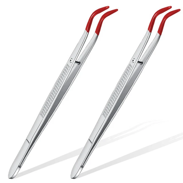 2 Piezas Punta Doblada de Goma Pinzas Laboratorio Industrial Hobby Artesanal Joyería Hobby M2W9