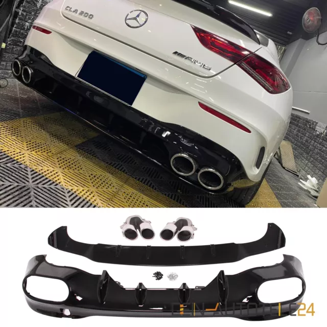 Heckdiffusor Endrohr Doppel Auspuff für Mercedes CLA W118 C118 X118 chrom