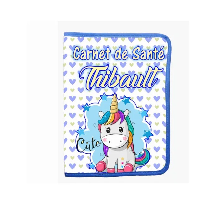 protege carnet de sante licorne avec lien fermeture personnalise prénom réf 27