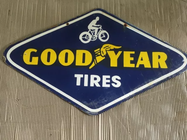 Porcelain Good Year Enamel Sign 36X18 Inches Double Sided