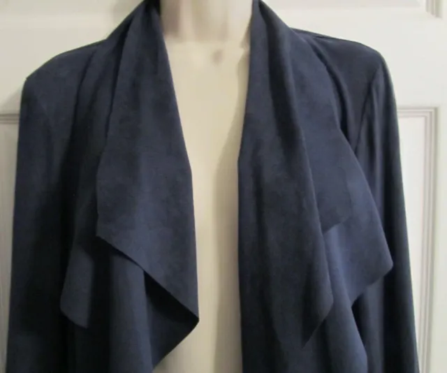 Joan Vass NEW WITH TAGS Faux Suede Navy Jacket Size L Petite