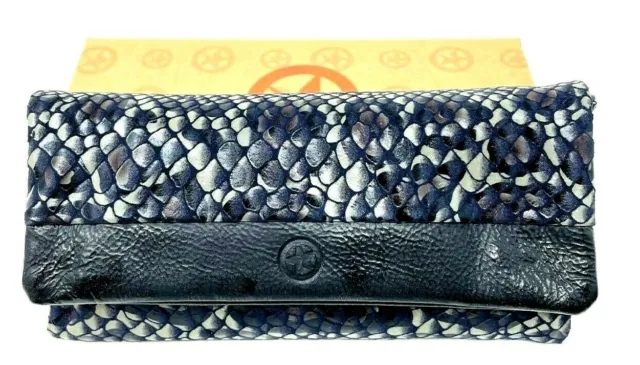 Genuine Italian Leather Snake Metallic Shimmer Tobacco pouch