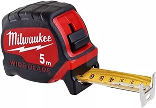 Milwaukee 5m Tape Measure Wide Blade 33mm 4932471815, Red