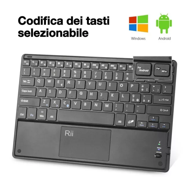 Rii BT11 (ITALIANO) - Tastiera Bluetooth ultra sottile per Tablet, Smartphone,TV 2