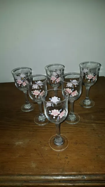 Princess House Or Fiesta Rose Garland Wine Glasses X 6