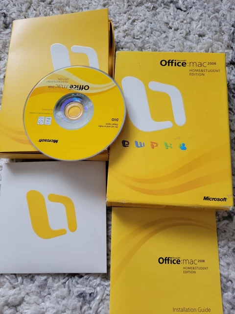 Microsoft Office Mac 2008 Home & Student Edition Complete In Box 3 Product Keys