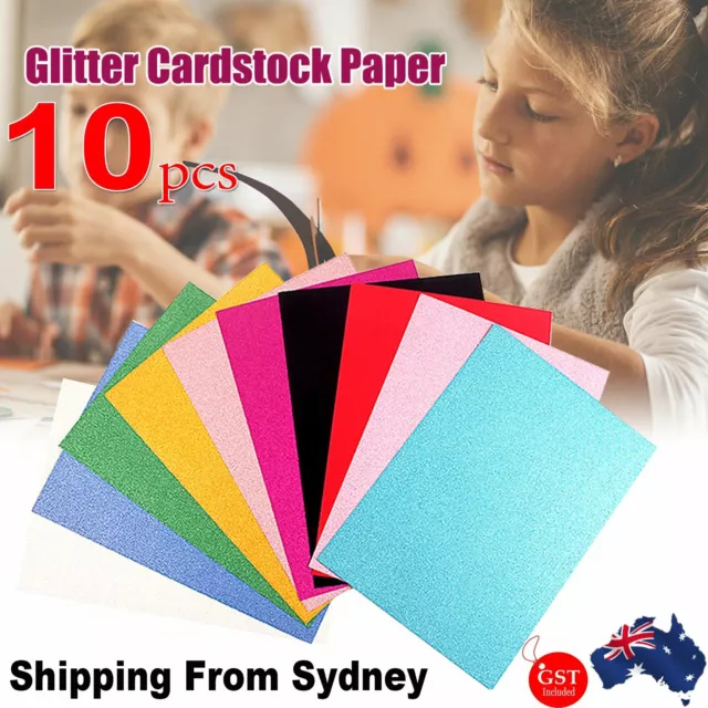 10 sheets 250gsm A4 Glitter Cardstock paper printable craft scrapbooking AU